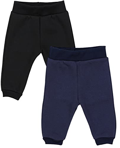 TupTam Baby Jungen Hosen Winter Thermo Babyhose Warm Sweathose 2er Pack, Farbe: Schwarz/Dunkelblau, Größe: 92 von TupTam