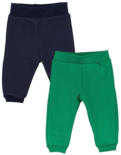 TupTam Baby Jungen Hosen Winter Thermo Babyhose Warm Sweathose 2er Pack, Farbe: Dunkelblau/Dunkelgrün, Größe: 92 von TupTam