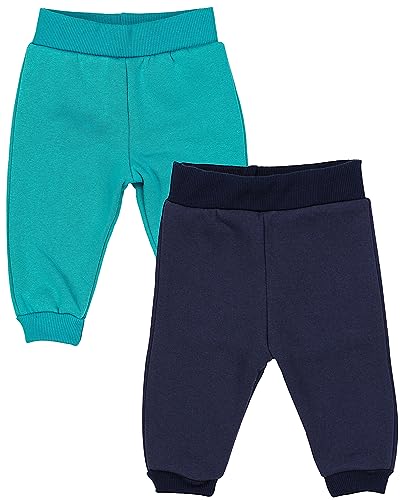 TupTam Baby Jungen Hosen Winter Thermo Babyhose Warm Sweathose 2er Pack, Farbe: Petrolgrün/Dunkelblau, Größe: 68 von TupTam