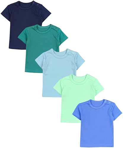 TupTam Baby Jungen Kurzarm T-Shirt mit Aufdruck Unifarben Sterne Streifen 5er Set, Farbe: Dunkelblau Blau Mineralgrün Dunkelgrün Hellgrün, Größe: 80 TupTam Baby Jungen Kurzarm T-Shirt mit Aufdruck Unifarben Sterne Streifen 5er Set, Farbe: Dunkelblau Blau Mineralgrün Dunkelgrün Hellgrün, Größe: 80 von TupTam