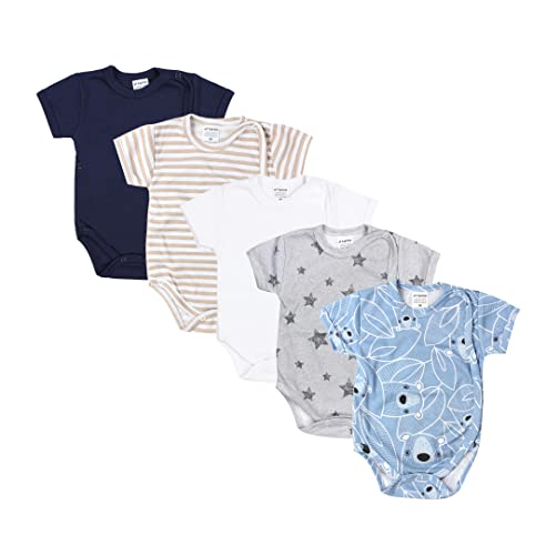 TupTam Baby Jungen Kurzarm Wickelbody Baumwolle Body 5er Set, Farbe: Farbenmix 6, Größe: 74 von TupTam