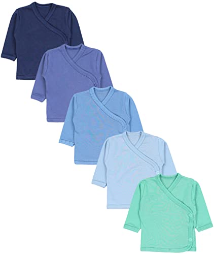 TupTam Baby Jungen Langarm Wickelshirt Baumwolle 5er Set, Farbe: Dunkelblau Jeans Blau Mintgrün, Größe: 74 von TupTam