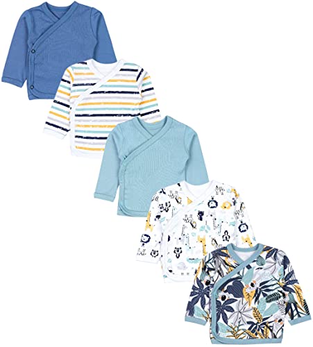 TupTam Baby Jungen Langarm Wickelshirt Baumwolle 5er Set, Farbe: Koala Safari Streifen Mintgrün Orange Blau, Größe: 50 von TupTam