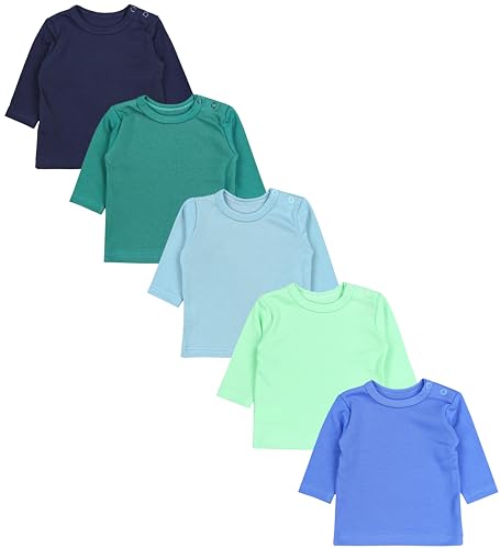 TupTam Baby Jungen Langarmshirt 5er Pack, Farbe: Dunkelblau Blau Mineralgrün Dunkelgrün Hellgrün, Größe: 56 von TupTam