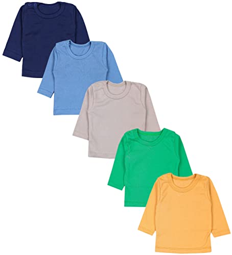 TupTam Baby Jungen Langarmshirt 5er Pack, Farbe: Dunkelblau Blau Senfgelb Beige Grün, Größe: 62 von TupTam