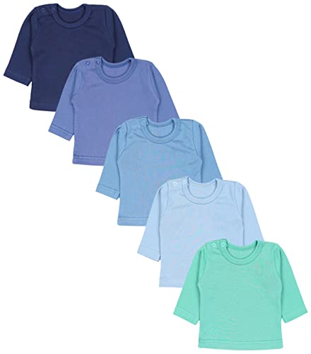 TupTam Baby Jungen Langarmshirt 5er Pack, Farbe: Dunkelblau Jeans Blau Mintgrün, Größe: 86 von TupTam