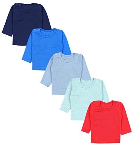 TupTam Baby Jungen Langarmshirt 5er Pack, Farbe: Rot Dunkelblau Blau Grün Hellblau, Größe: 68 von TupTam