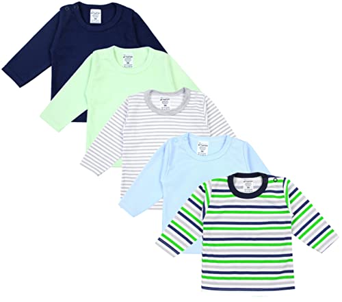 TupTam Baby Jungen Langarmshirt Gestreift 5er Set, Farbe: Mehrfarbig, Größe: 74 von TupTam