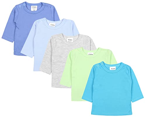 TupTam Baby Jungen Langarmshirt Gestreift 5er Set, Farbe: Mehrfarbig 3, Größe: 74 von TupTam