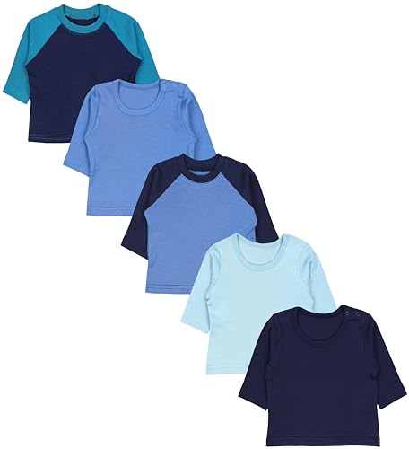 TupTam Baby Jungen Langarmshirt Gestreift 5er Set, Farbe: Reglan Blau Uni Mix, Größe: 56 von TupTam