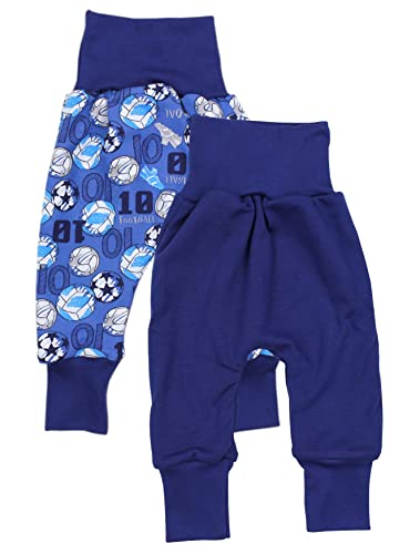 TupTam Baby Jungen Mitwachshose 2er Pack, Farbe: Fußbälle Blau/Marineblau, Größe: 56-62 von TupTam