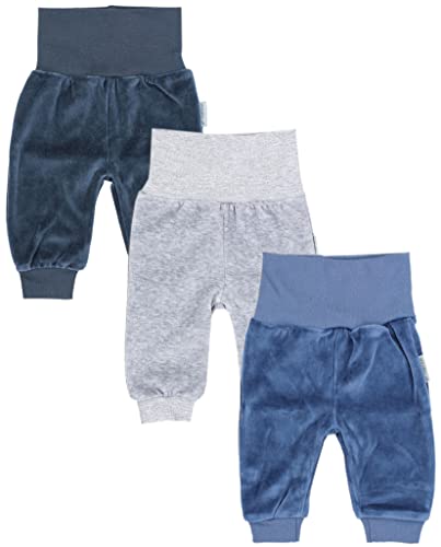 TupTam Pumphose Baby Jungen 3er Pack – Bequeme Baby Hosen Jungen aus Nicki für Herbst und Winter, Farbe: Graphit/Melange Grau/Jeans, Größe: 80 von TupTam