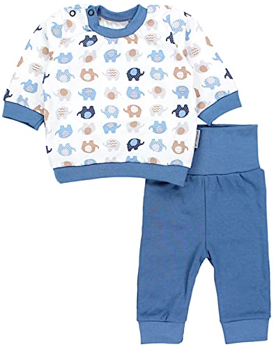 TupTam Baby Jungen Outfit Langarmshirt mit Print Spruch Babyhose Babykleidung 2teilig, Farbe: Elefanten Jeansblau, Größe: 56 von TupTam