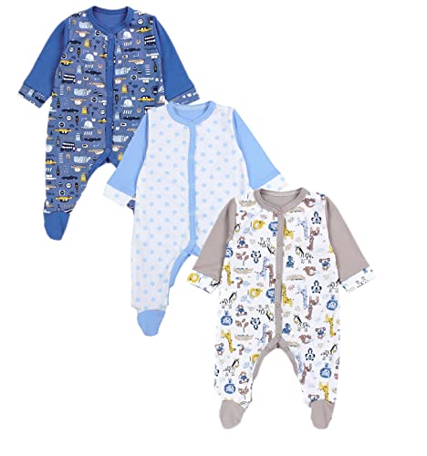 TupTam Baby Jungen Schlafstrampler mit Fuß 3er Pack, Farbe: Farbenmix 7, Größe: 62 von TupTam