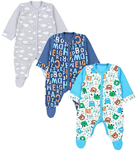 TupTam Baby Jungen Schlafstrampler mit Fuß 3er Pack, Farbe: Farbenmix 8, Größe: 56 von TupTam