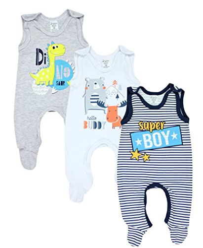 TupTam Baby Jungen Strampler mit Aufdruck Spruch 3er Pack, Farbe: Farbenmix 1, Größe: 56 von TupTam