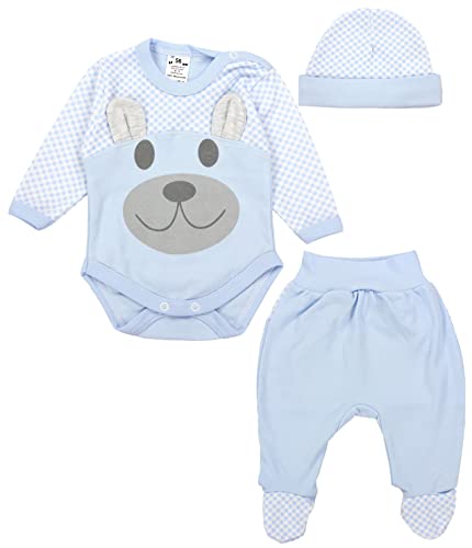 TupTam Baby Kleidung Set Body Strampelhose Mütze Bekleidungsset Jungen Mädchen, Farbe: Blau, Größe: 56 von TupTam