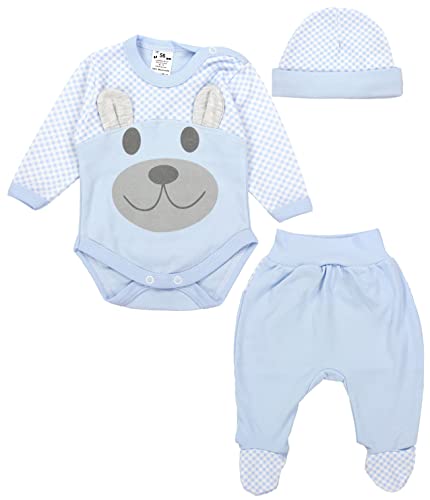 TupTam Baby Kleidung Set Body Strampelhose Mütze Bekleidungsset Jungen Mädchen, Farbe: Blau, Größe: 68 von TupTam