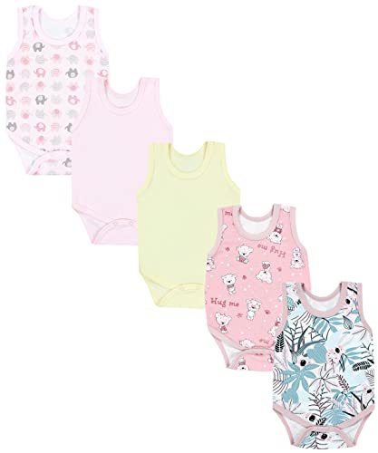 TupTam Baby Body Mädchen 5er Pack – Ärmelloser Body Baby aus Baumwolle, Ideal als Unterwäsche oder im Sommer, Farbe: Farbenmix 10, Größe: 86 von TupTam