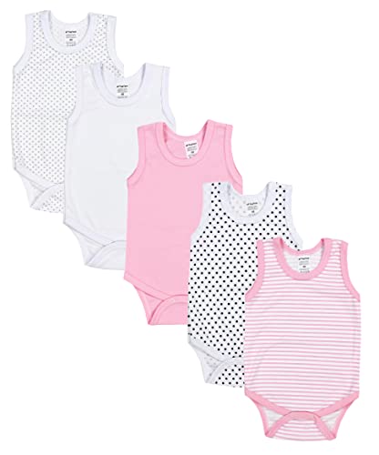 TupTam Baby Body Mädchen 5er Pack – Ärmelloser Body Baby aus Baumwolle, Ideal als Unterwäsche oder im Sommer, Farbe: Farbenmix 4, Größe: 86 von TupTam