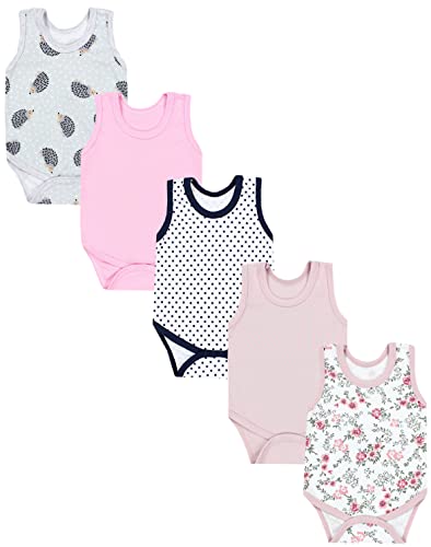 TupTam Baby Body Mädchen 5er Pack – Ärmelloser Body Baby aus Baumwolle, Ideal als Unterwäsche oder im Sommer, Farbe: Farbenmix 9, Größe: 110 von TupTam