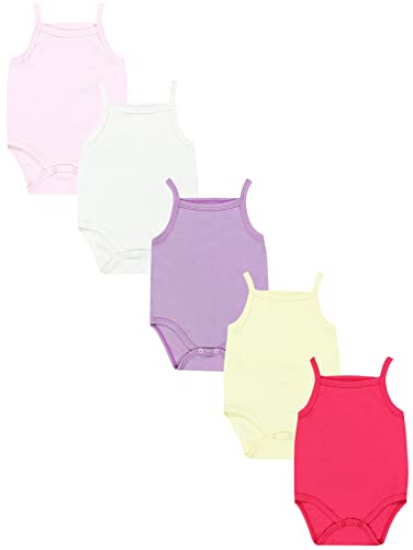 TupTam Baby Mädchen Body Ärmellos Sommer Babybody mit Spaghettiträger 5er Pack, Farbe: Rosa/Lila/Gelb, Größe: 74 von TupTam