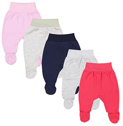 TupTam Baby Mädchen Hose Babyhose mit Fuß Strampelhose 5er Pack, Farbe: Farbenmix 1, Größe: 56 von TupTam