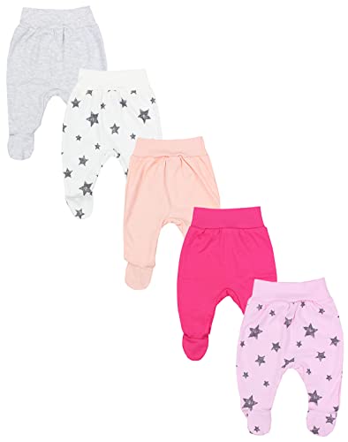 TupTam Baby Mädchen Hose Babyhose mit Fuß Strampelhose 5er Pack, Farbe: Farbenmix 3, Größe: 62 von TupTam