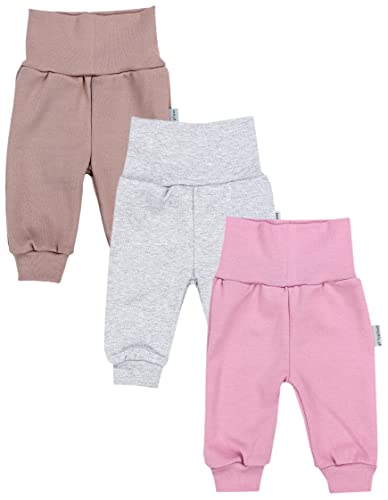 TupTam Baby Mädchen Hose Jogginghose Freizeithose 3er Pack, Farbe: Melange Grau/Beige/Rosa, Größe: 110 von TupTam