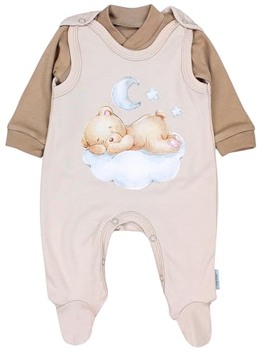 TupTam Baby Mädchen Jungen Strampler mit Langarmshirt Aufdruck Spruch 2 teilig, Farbe: Bärchen auf der Wolke Beige, Größe: 62 von TupTam