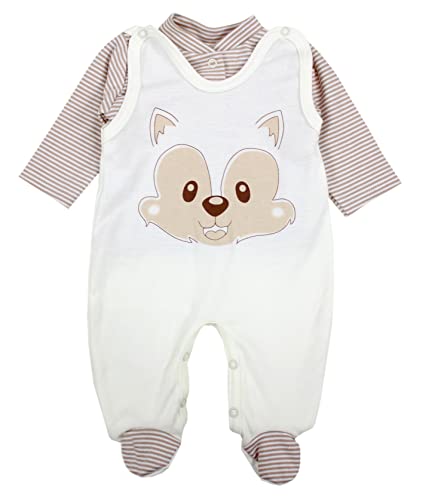 TupTam Baby Mädchen Jungen Strampler mit Langarmshirt Aufdruck Spruch 2 teilig, Farbe: Fuchs Beige, Größe: 56 von TupTam