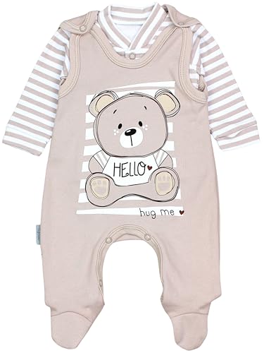 TupTam Baby Mädchen Jungen Strampler mit Langarmshirt Aufdruck Spruch 2 teilig, Farbe: Teddybär Beige, Größe: 62 von TupTam