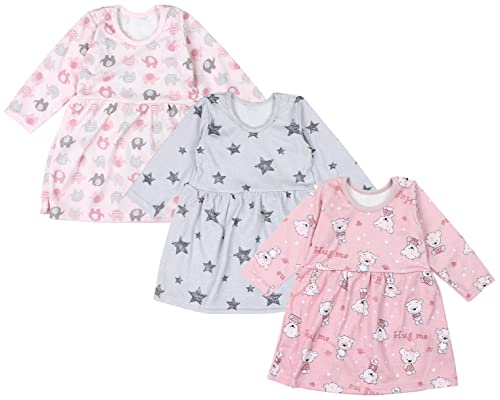 TupTam Baby Mädchen Kleid Langarm Kurzarm Kleinkind Tunika 3er Pack, Farbe: Farbenmix 1, Größe: 92 von TupTam