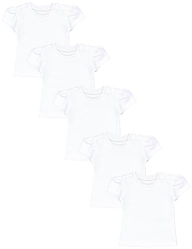 TupTam Baby Mädchen Kurzarm T-Shirt Gemustert Bunt 5er Set, Farbe: Uni Weiß, Größe: 98 von TupTam