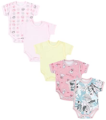 TupTam Baby Mädchen Kurzarm Wickelbody Baumwolle 5er Set, Farbe: Farbenmix 10, Größe: 74 von TupTam