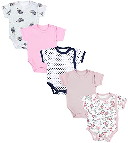 TupTam Baby Mädchen Kurzarm Wickelbody Baumwolle 5er Set, Farbe: Farbenmix 9, Größe: 56 von TupTam