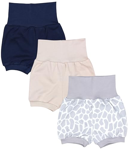 TupTam Baby Mädchen Kurze Pumphose 3er Pack, Farbe: Dunkelblau Beige Grau, Größe: 86-92 von TupTam