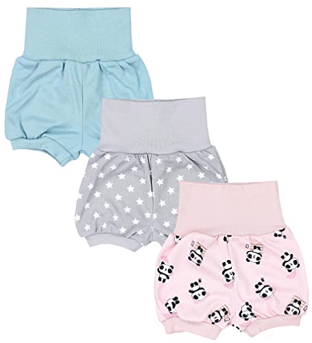 TupTam Baby Mädchen Kurze Pumphose 3er Pack, Farbe: Panda Rosa/Mintgrün/Sterne Grau, Größe: 80-86 von TupTam