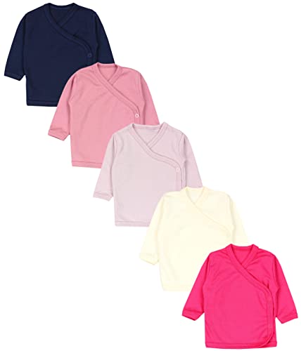 TupTam Baby Mädchen Langarm Wickelshirt Baumwolle 5er Set, Farbe: Dunkelblau Pink Rosa Puderrosa Ecru, Größe: 56 von TupTam