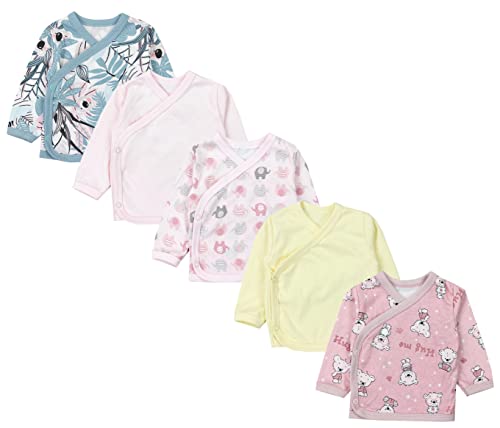TupTam Baby Mädchen Langarm Wickelshirt Baumwolle 5er Set, Farbe: Mehrfarbig 10, Größe: 50 von TupTam