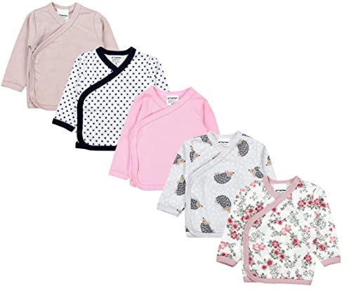 TupTam Baby Mädchen Langarm Wickelshirt Baumwolle 5er Set, Farbe: Mehrfarbig 8, Größe: 50 von TupTam