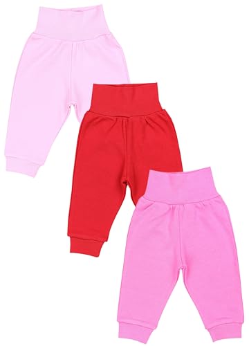 TupTam Baby Mädchen Lange Pumphose 3er Pack, Farbe: Rot Fuchsia Pink, Größe: 56 von TupTam