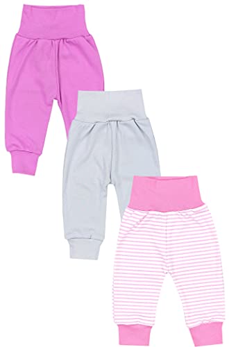 TupTam Baby Mädchen Lange Pumphose 3er Pack, Farbe: Streifen Rosa Weiß Grau, Größe: 80 von TupTam