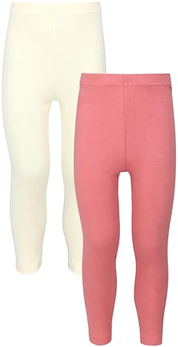 TupTam Baby Mädchen Leggings Lang – 2er Pack – Weiche Baumwollhose in Pastellfarben – Blickdicht & Bequem, Farbe: Beerenrot/Pastellgelb, Größe: 104/110 von TupTam