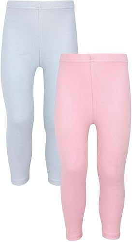 TupTam Baby Mädchen Leggings Lang – 2er Pack – Weiche Baumwollhose in Pastellfarben – Blickdicht & Bequem, Farbe: Grau/Altrosa, Größe: 86/92 von TupTam
