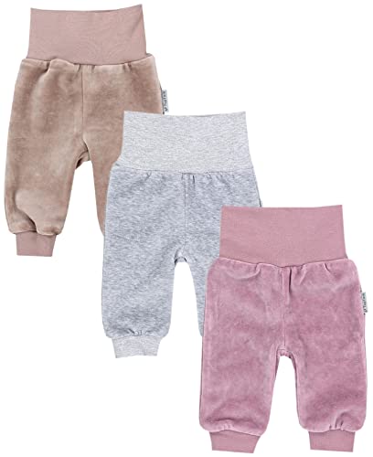 TupTam Baby Mädchen Nicki Hose Jogginghose 3er Pack, Farbe: Melange Grau/Beige/Rosa, Größe: 86 von TupTam