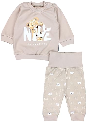 TupTam Baby Mädchen Outfit Langarmshirt mit Print Spruch Babyhose Babykleidung 2teilig, Farbe: Bärchen Beige, Größe: 56 von TupTam