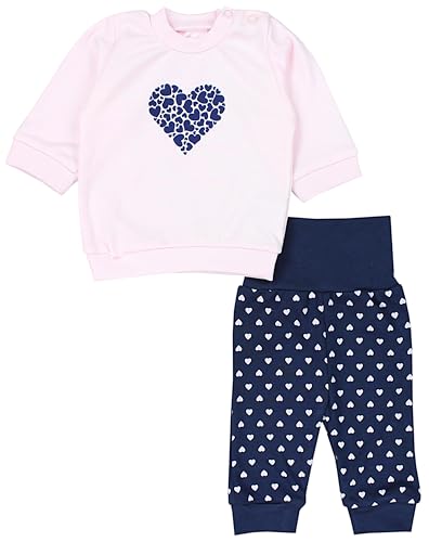 TupTam Baby Mädchen Outfit Langarmshirt mit Print Spruch Babyhose Babykleidung 2teilig, Farbe: Herzen Rosa Dunkelgrau, Größe: 56 von TupTam