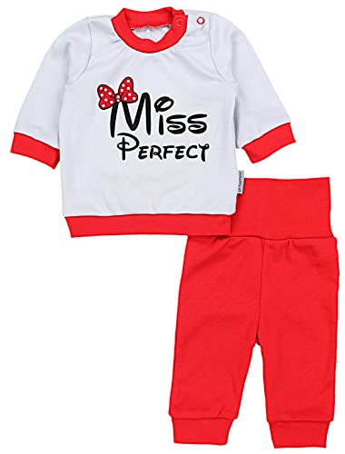 TupTam Baby Mädchen Outfit Langarmshirt mit Print Spruch Babyhose Babykleidung 2teilig, Farbe: Miss Perfect Grau/Rot, Größe: 68 von TupTam