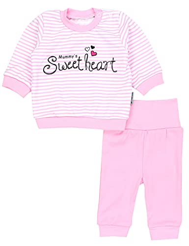 TupTam Baby Mädchen Outfit Langarmshirt mit Print Spruch Babyhose Babykleidung 2teilig, Farbe: Mummy's Sweetheart Streifen Rosa, Größe: 62 von TupTam